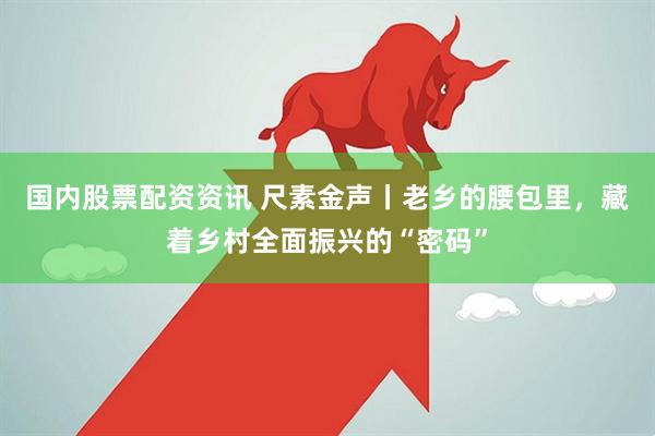 国内股票配资资讯 尺素金声丨老乡的腰包里，藏着乡村全面振兴的“密码”