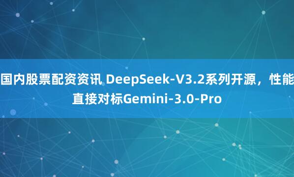 国内股票配资资讯 DeepSeek-V3.2系列开源，性能直接对标Gemini-3.0-Pro